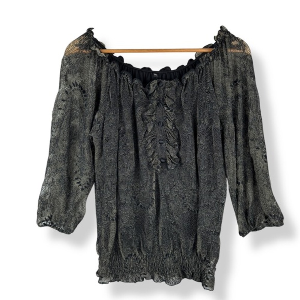 Fairy Grunge Lace Peasant Top Womens Size Medium Y2K Gothic Whimsigoth USA‎ Made